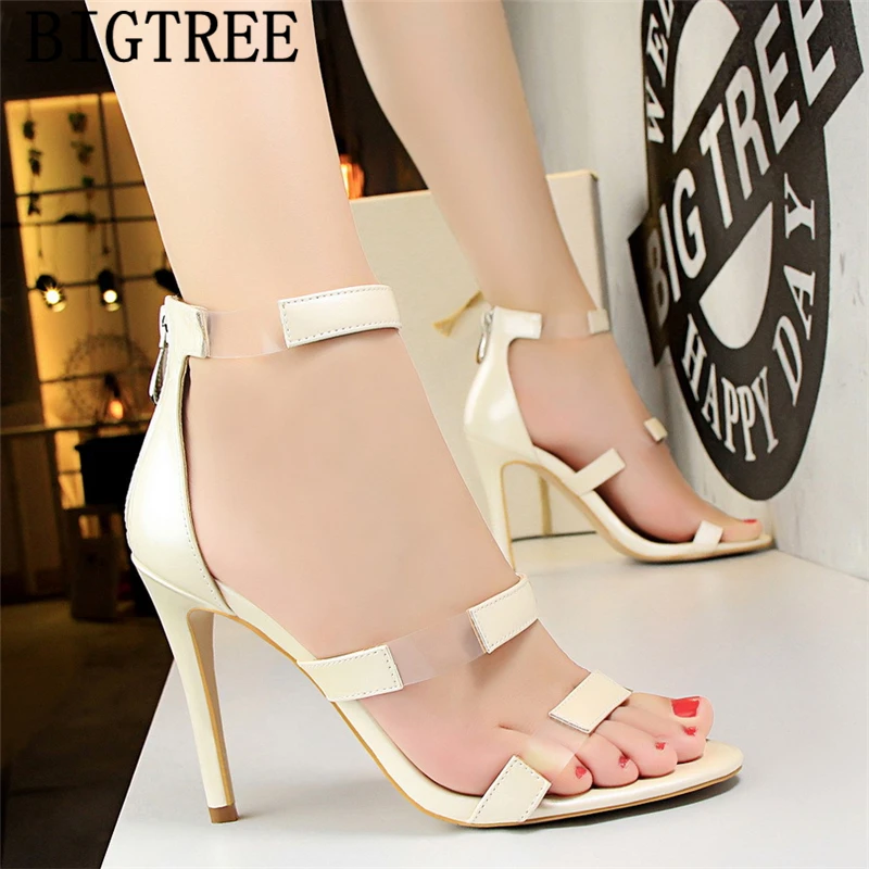 

female party sexy sandals transparent heels bigtree shoes sandals high heels women summer shoes clear shoes extreme high heels