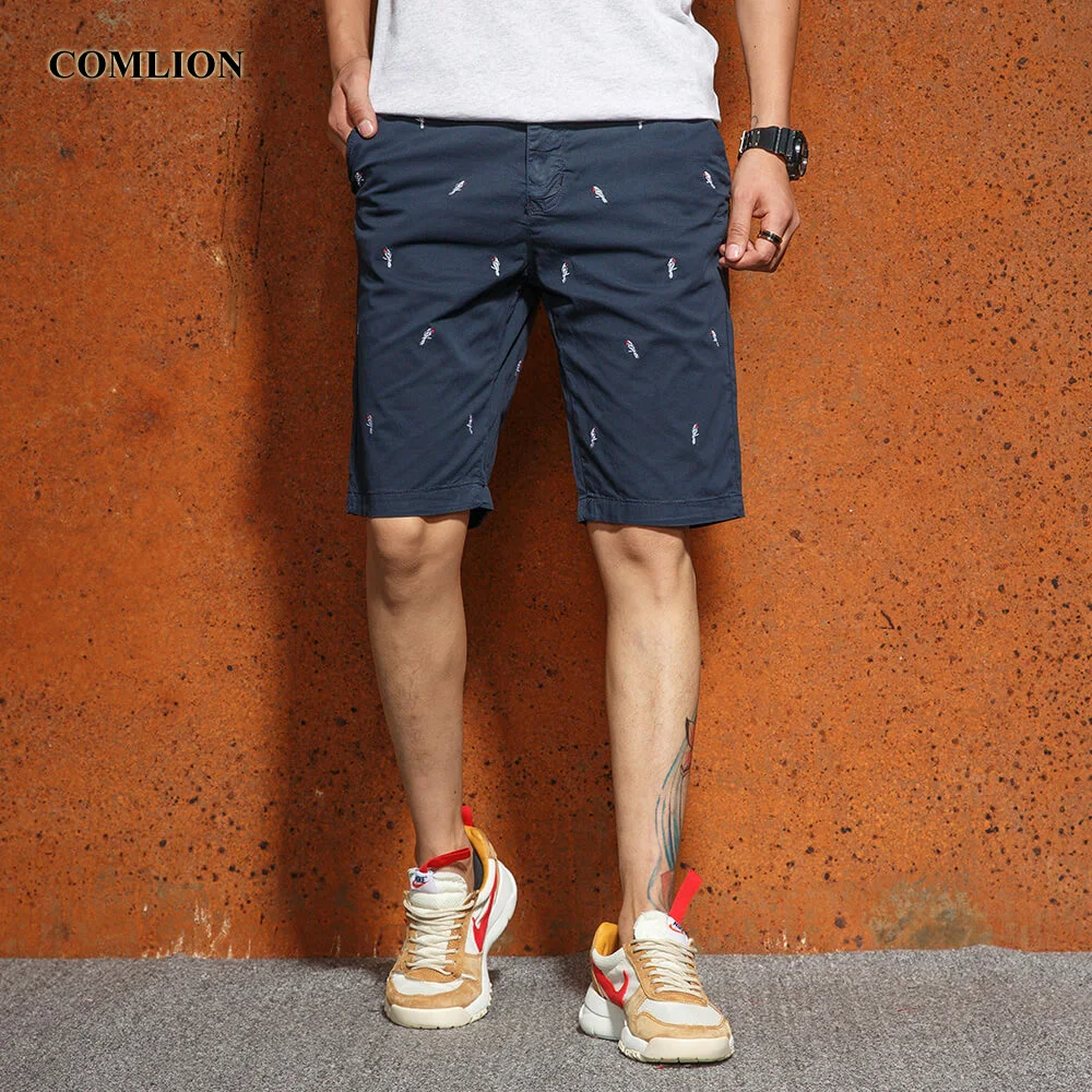 

COMLION Army Cargo Shorts Military Men Cotton Casual Bird Pattern Short Trousers Homme Comfortable Shorts Summer Bermuda F18