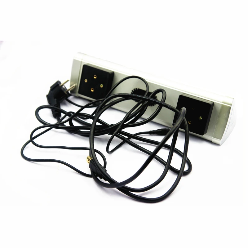 Movable Triangle Desktop Fixed Socket With 3 EU Power sockets +2 USB Charger ports+ HDMI+3.5 audio Configuration Customizable