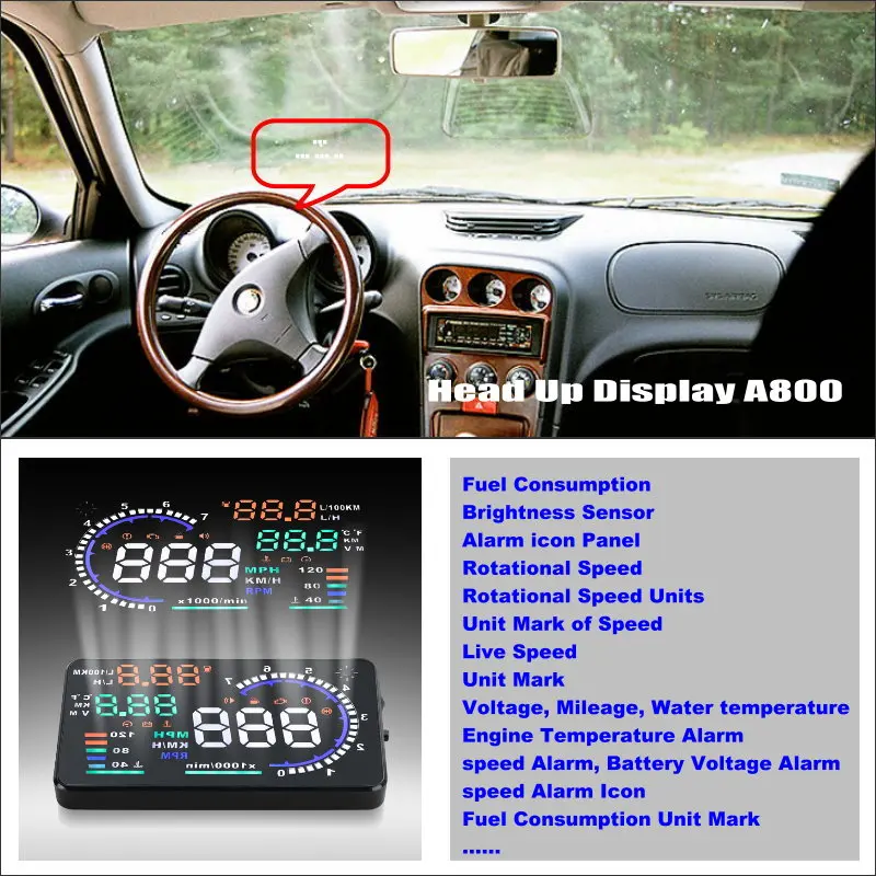 Автомобильный HUD Дисплей для Fiat Doblo/Fiorino/Freemont/Idea/Qubo OBD Refkecting лобовое стекло экран