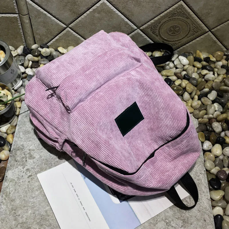 

Women Men Student Backpack Shoulder Bag Corduroy Vintage For School Travel New