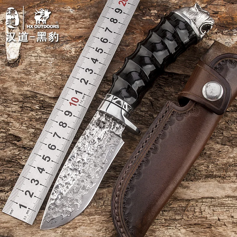 HX на открытом воздухе тактические ножи выживания Лучшее Высокое качество нож дамасский нож охотничий HRC60 Кемпинг дамасский верхний прямой нож