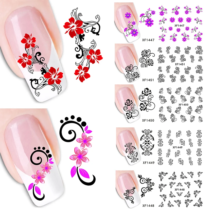 

10 Style Mixed Style Flower Sticker Nail Art Decals DIY Decoration Temporary Tattoos Manicure Decals Wraps Tools