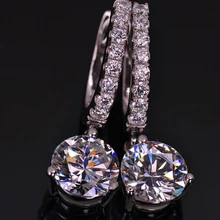 Элегантные 1Ct/шт искусственные бриллианты SONA серьги-гвоздики для женщин, роскошные Качественные серьги-гвоздики из стерлингового серебра 925 пробы, роскошные цветные серьги-гвоздики