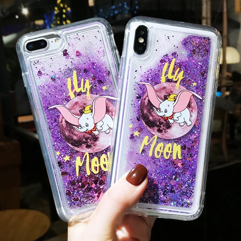 Elephant Patterned Glitter Liquid Clear Case Cover sfor Samsung A30 A50 A10 A20 S10 M10 M20 S7 Edge S8 S9 A6 Plus S10e J3 J5 J7 (12)