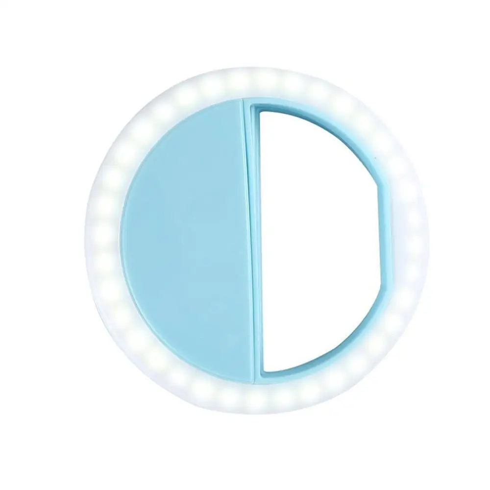 Мобильный телефон клип селфи светодиодный заполняющий свет Авто вспышка для сотовый телефон Смартфон Круглый Портативный вспышка для селфи камера Фонарик - Испускаемый цвет: blue