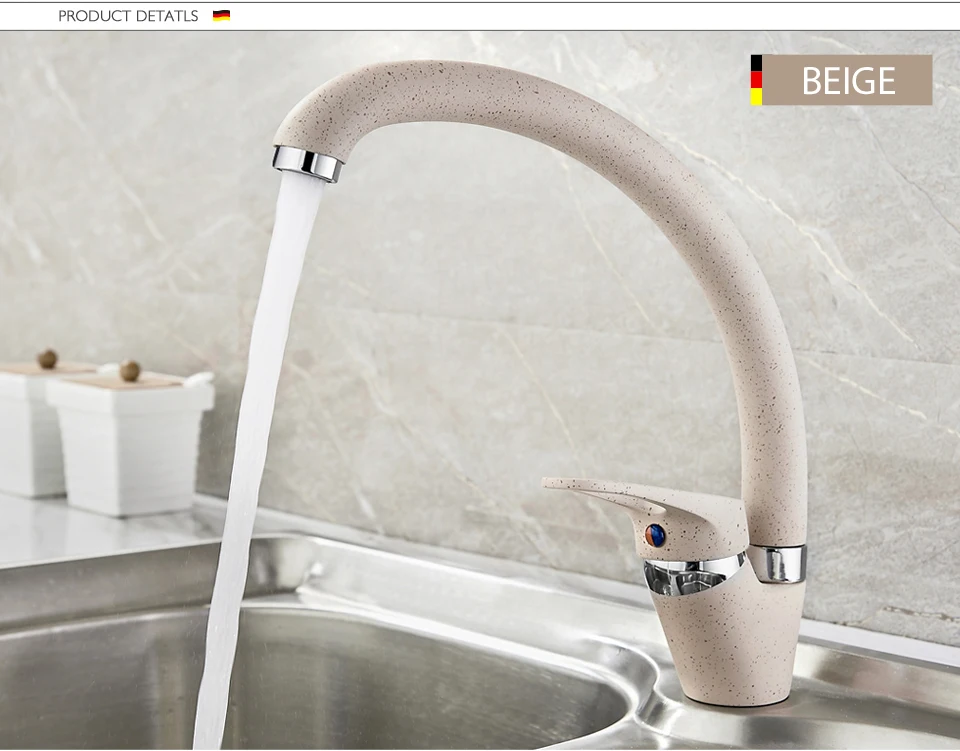 LEDEME Color Kitchen Faucet Mixer Water Tap Single Holder Single Hole Kitchen Faucets Spray Paint Rotation Rubinetto Cucina