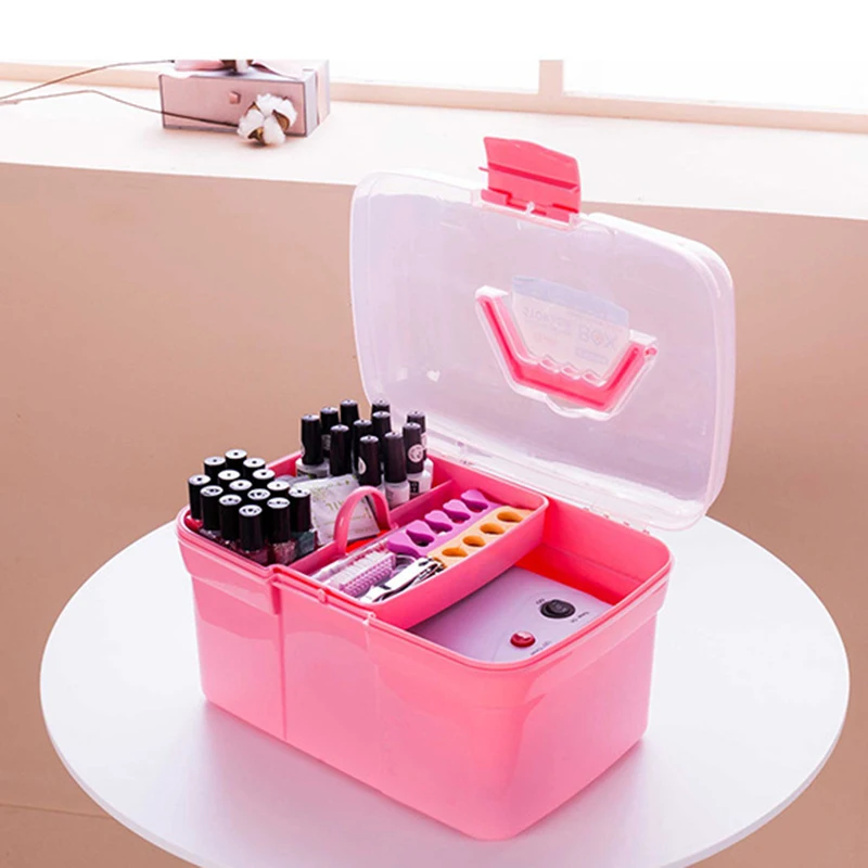 

Hand-held Desktop Storage Box Plastic Scissors Makeup Organizer Jewelry Nail Polish Pen Container Manicure Tool Case