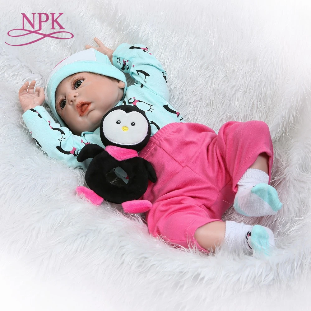 

NPK Silicone Full Body Reborn Dolls 22'' Realistic Handmade Baby Dolls Boy Kids Toy Waterproof Boneca Model Gifts