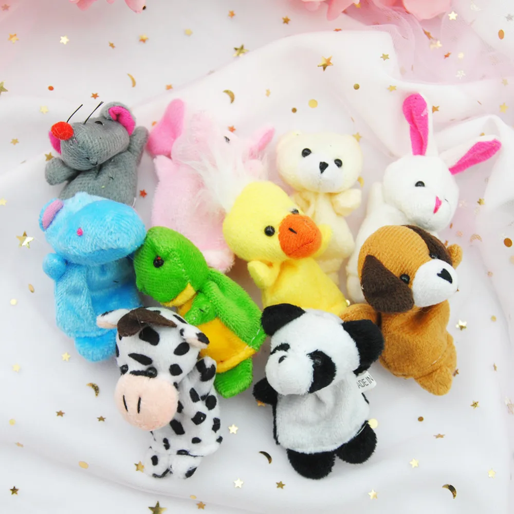 

10pcs/pack Animal Finger Puppet for Baby Cartoon Biological Plush Toys Educational Hand Toy Tell Story Props Finger Dolls