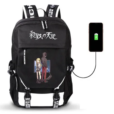 Angel of Death Anime USB Port Backpack Boy Girls Men Women Bag Travel School Bag Teenager Laptop Book Bag Mochila - Цвет: Style 16