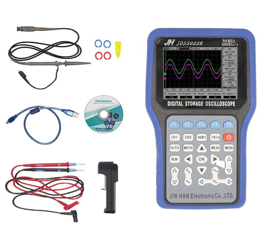 

JinHan JDS3022E Handheld Digital Storage Oscilloscope 50mhz,double Channel,500msa/s Sample Rate,automatic digital oscllograph