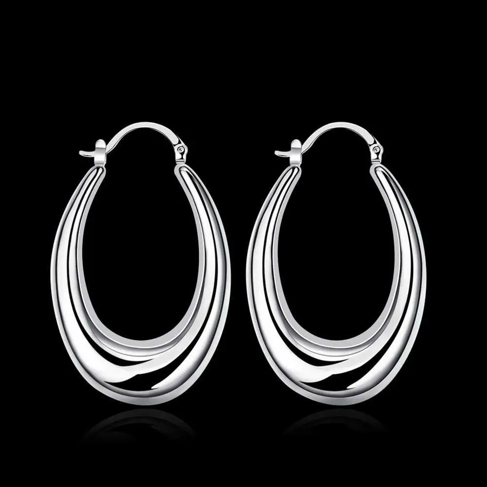 Sterling-Silver-925-Jewelry-925-Sterling-Silver-Round-Ellipse-Silver-Earrings-Earrings-E115