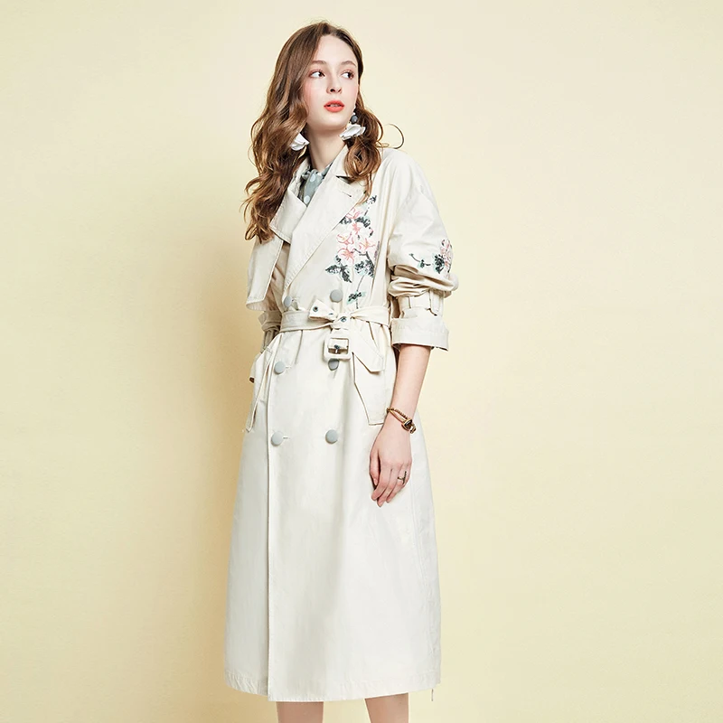 Taille Yellow Mode Trench ligne Mince Solide 2019 Manteau Fa10098c Floral Beige Bouton A Femmes Couleur Lâche Printemps Veste Meilleur Artka De hQsrxCtd