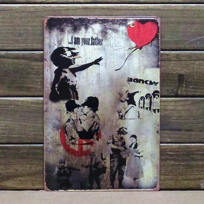 

50pcs/lot Metal Sign shabby chic Banksy painting home decoration Tin Signs Bar pub home Wall Decor Retro Metal Art Poster F-20 2