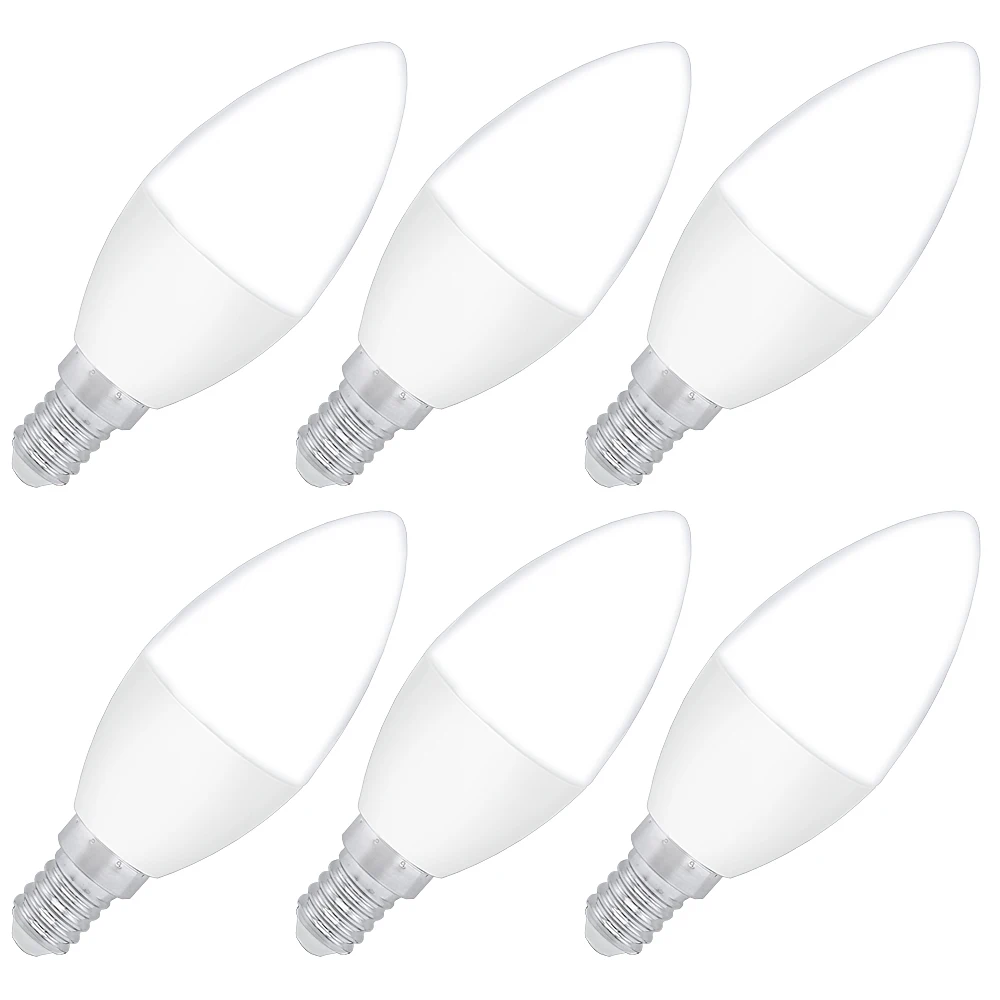 

4.5W E14 C37 LED Bulb Lamp 6pcs Candle Light Cold White Lighting 6500K Home Decoration candle bulbs Kitchen Bedroom Foyer