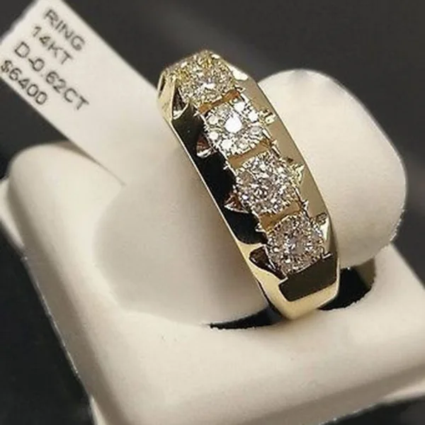 Роскошные золотые дутые морские кольца с фианитами в микро-паве для мужчин и женщин подарки хип-хоп ювелирные изделия геометрические Bling Iced Out кольцо Z4Q865 - Цвет основного камня: Ring M074