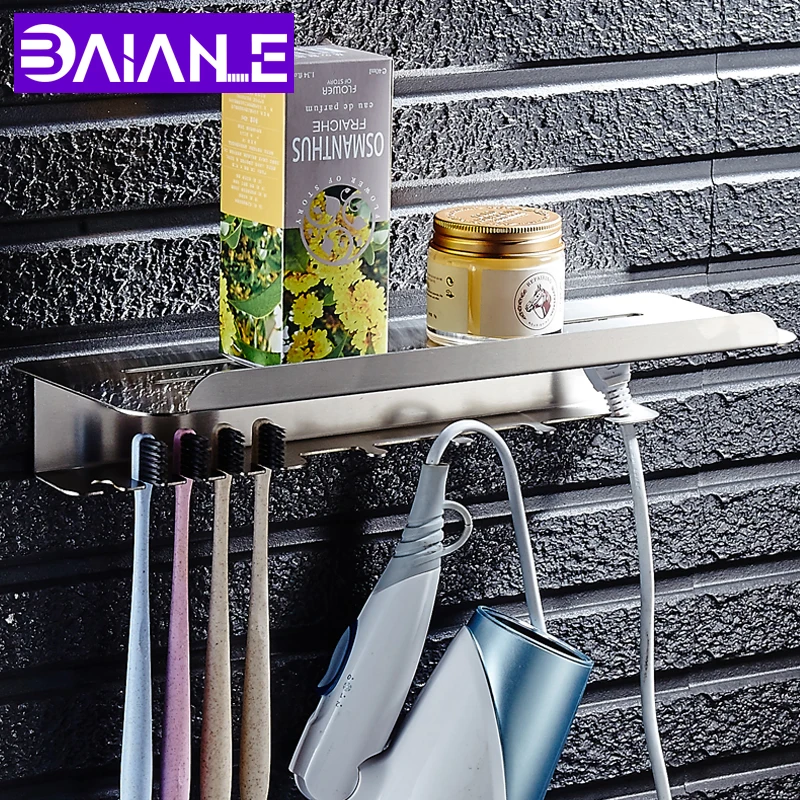 BAIANLE Toilet Stainless Steel Toothbrush Cup Holder Wall Mounted Bathroom Gargle Cup Holder