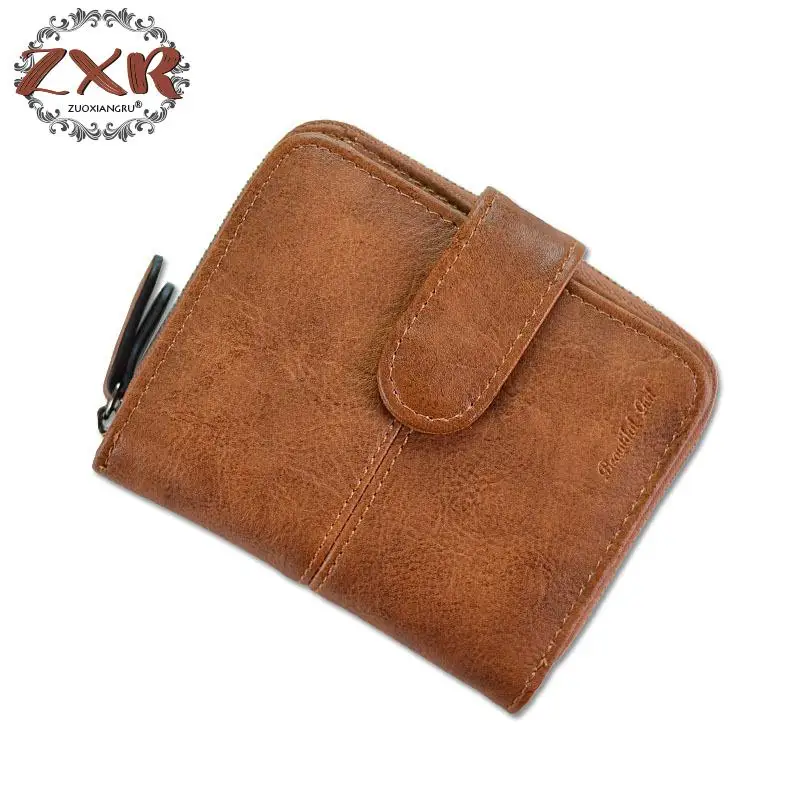 

New Fashion Vintage Small Wallet Women Purse Zipper Concise Luxury Brand Famous Designer Women Wallets Mini Card Wallet Female