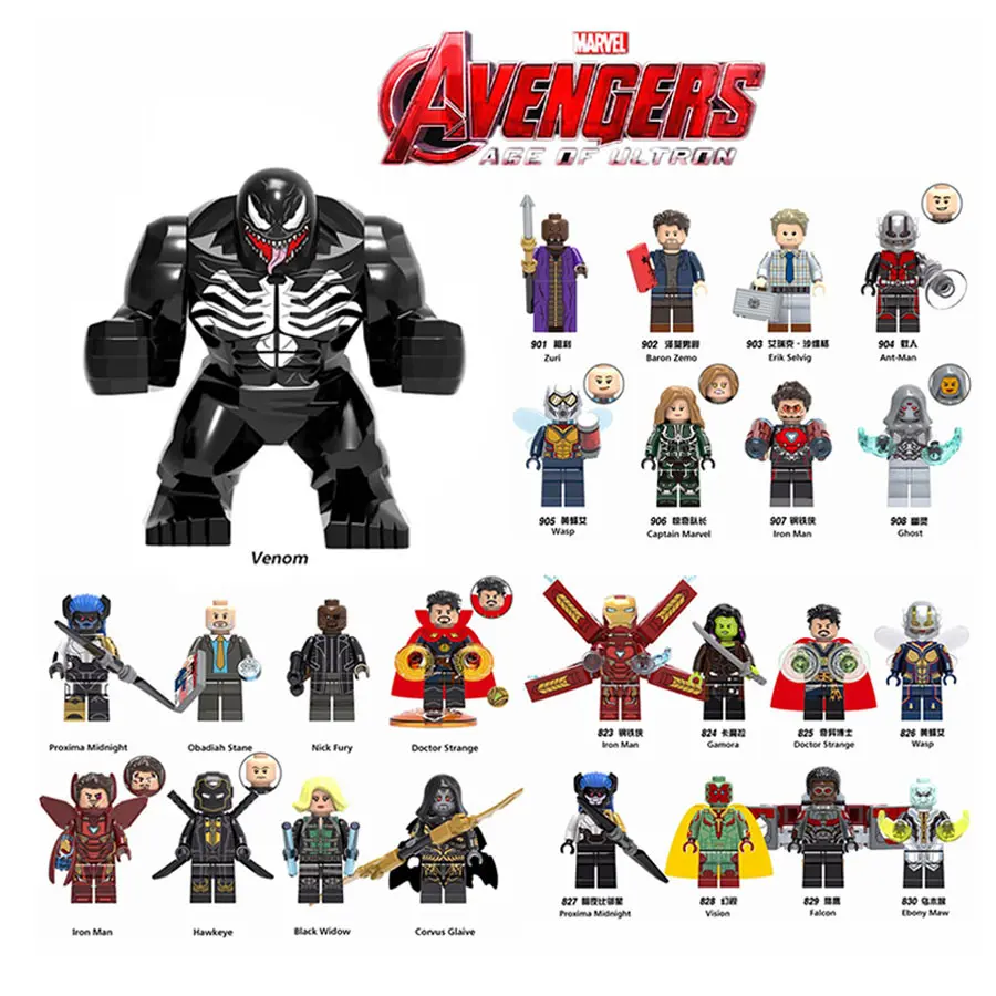 

Venom For Legoings Marvel Action Figures Eddie Spiderman Venompool Carnage Building Blocks Aquaman Batman Brick Model Toys