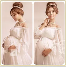 2016 Royal Style Blanc De Maternité Dentelle Robe Enceinte Photographie Props La Grossesse de maternité photo shoot longue robe Chemise de Nuit