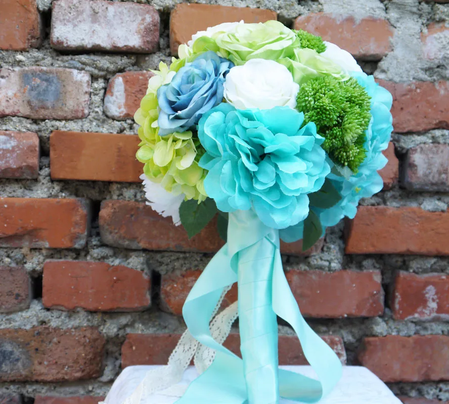 Tiffany Blue wedding bouquet simulation more meat plant holding costin