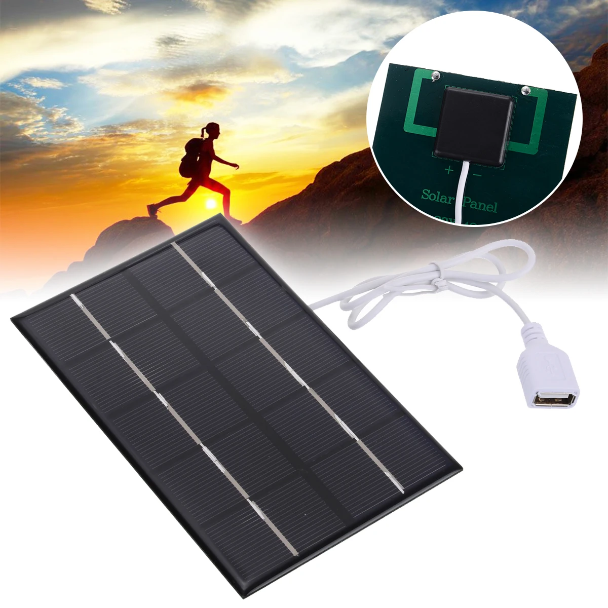 Solares para o Telefone Móvel de Viagem Pces Usb Painel Solar Carregador Portátil Usb2.0 Painéis Inteligente 14.5×8.9×0.2cm 1 5 w v