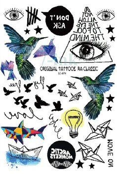 

Waterproof Temporary Tattoo Sticker Paper cranes Birds Eye of GODWater Transfer Flash tatto Fake Tattoo for men girl women