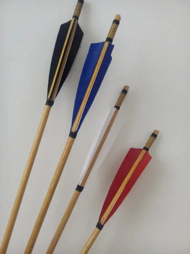 24pcs traditional wooden arrows feather for archery shooting recurve