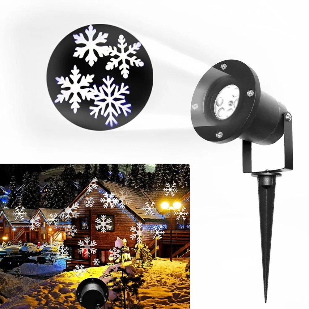 

LED Lights Christmas Projection Lamp Aluminum Shell LED Landscape Projector Snowflake Pattern Landscape US EU UK Plug