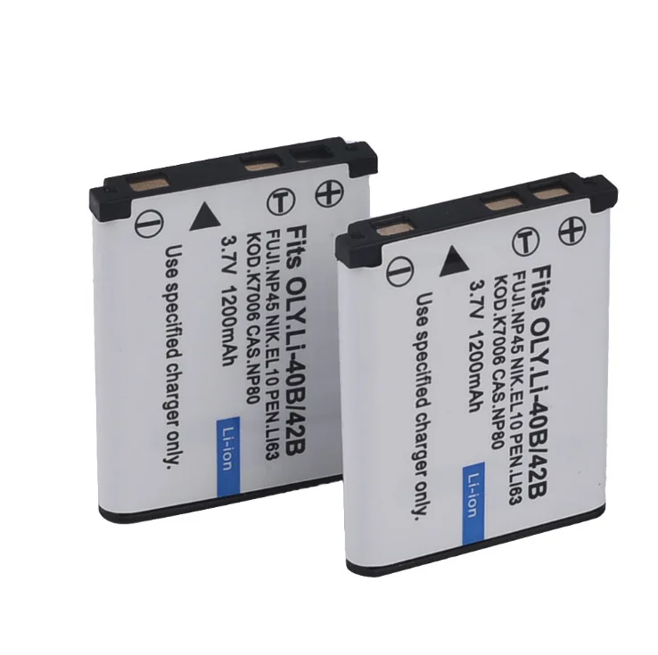 

2pc 3.7V 1200mAh Li-42B EN-EL10 FNP-45 D-Li63 CNP-80 LI-40B Rechargeable Camera Battery for Nikon for OLYMPUS for FUJIFILM