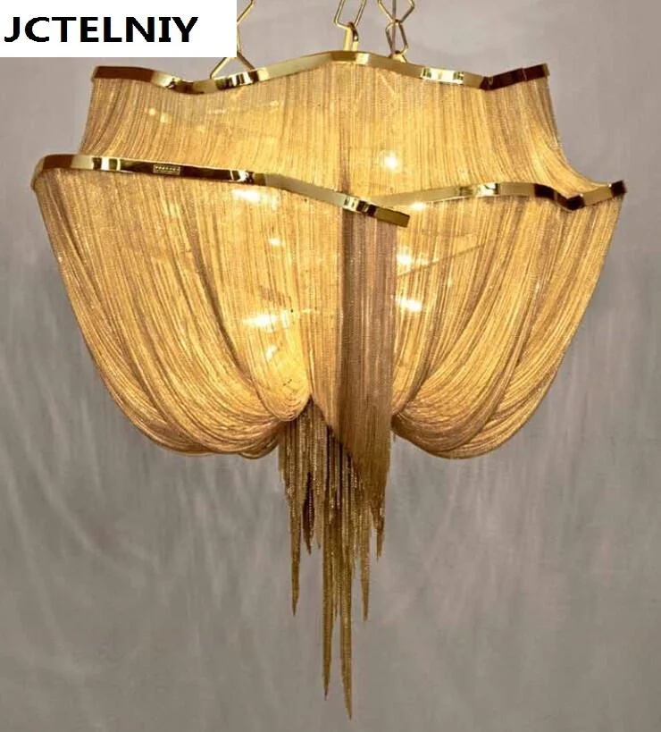 new luxury large chain tassel pendant lamp LED goldr customizable