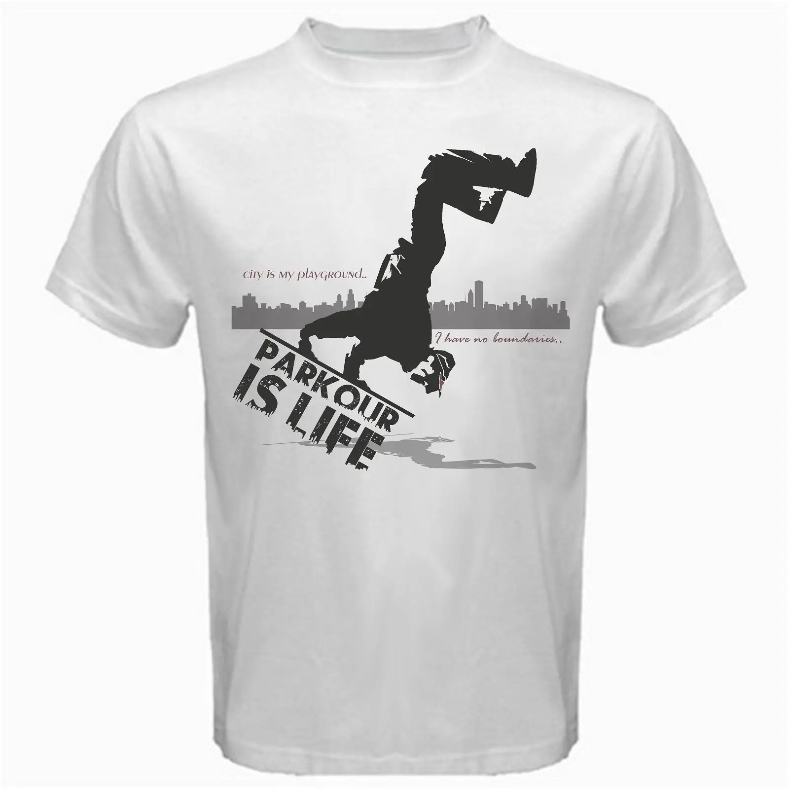 Parkour Climbing Free Running Swinging Jumping Urban Mens Cotton T Shirt