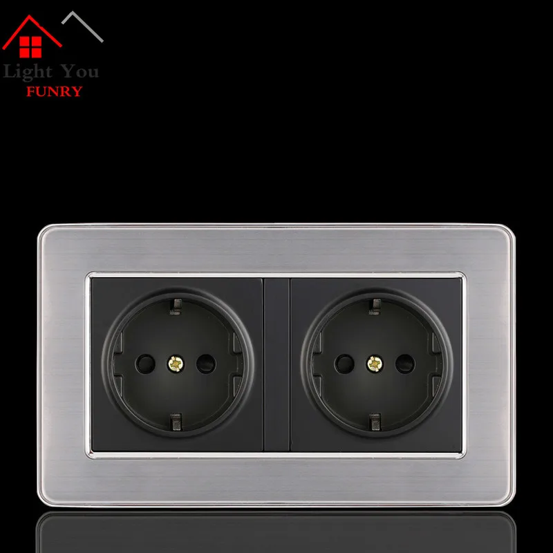 German Standard Two AC Jacks German Style Socket EU European German 2