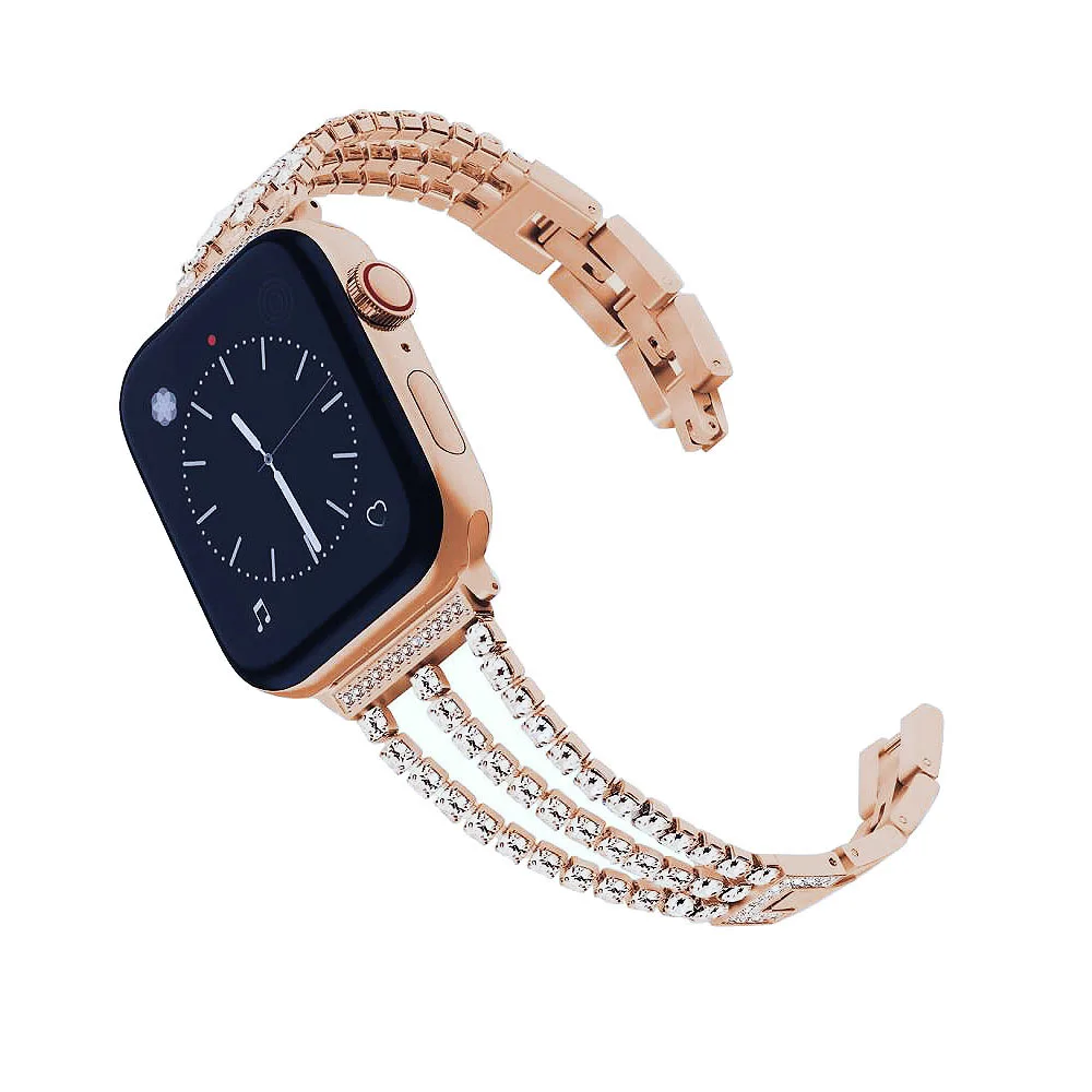 Розовое золото ремешок для наручных часов Apple Watch версии 44/40 мм 42/38 Роскошные