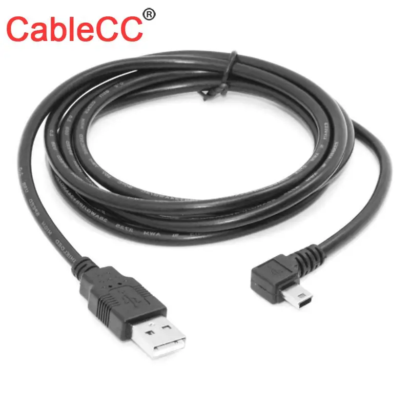 

CableCC Mini USB B Type 5pin Male 90 Degree Left Angled to USB 2.0 Male Data Cable Black 1.8m