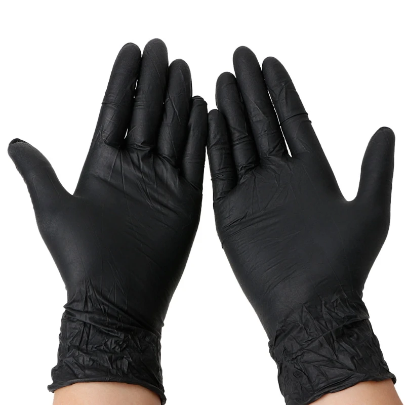 

50Pcs Blakc Disposable Power Free Nitrile Gloves Tattoo Mechanic Food Medical