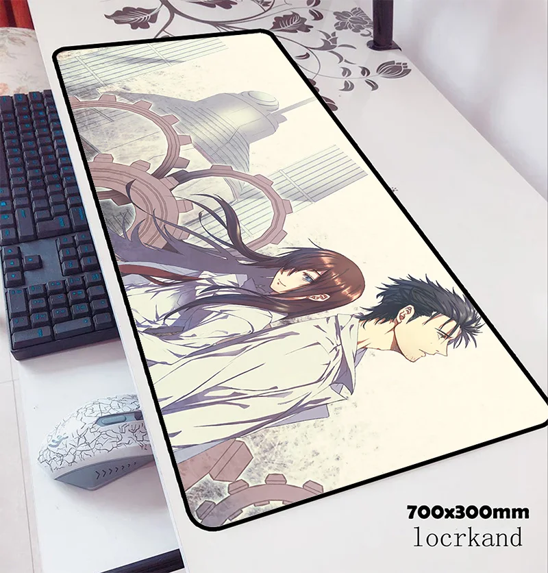 Коврик для мыши steins gate, 70x30 см, игровой коврик для мыши, аниме, профессиональный коврик для ноутбука, Настольный коврик, эстетический коврик для мыши, игры, pc gamer, коврики