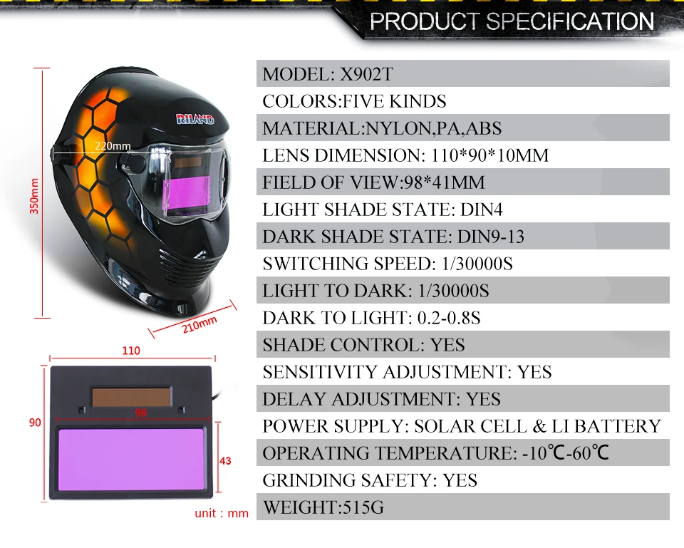 Careta de soldar oscurecimiento automático MIG TIG