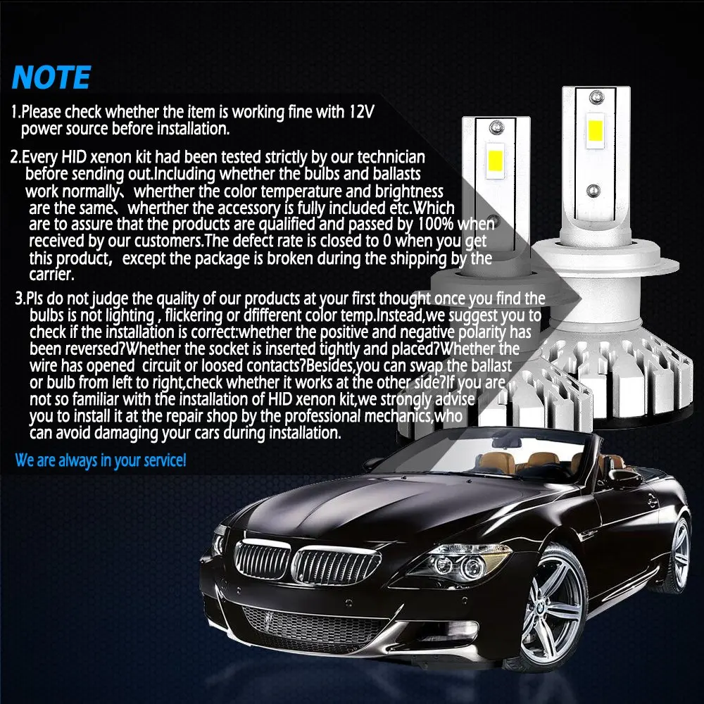 SCANDIAG H4 LED Headlight Bulb - Super Bright - 80W 6000K 8000LM White - Hi/Lo Beam/Fog Light Bulbs (2 Pack)