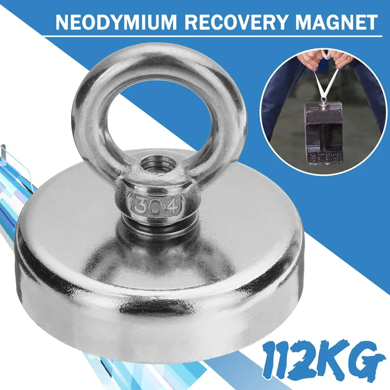 

112Kg Neodymium Recovery Magnet Metal Detector Treasure Hunting Fishing Sucker Durable 60x50.4mm Universal Magnetic Materials
