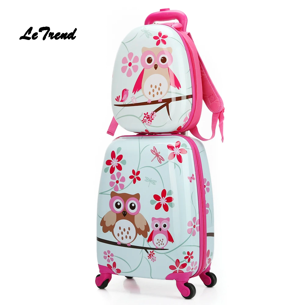 Letrend Cartoon Cute Animal Kids Rolling Luggage Set Spinner Children