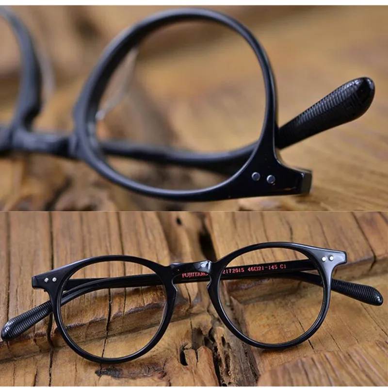 Винтаж ручной работы блестящий черный овальной полный обод оправы близорукости Rx в состоянии очки