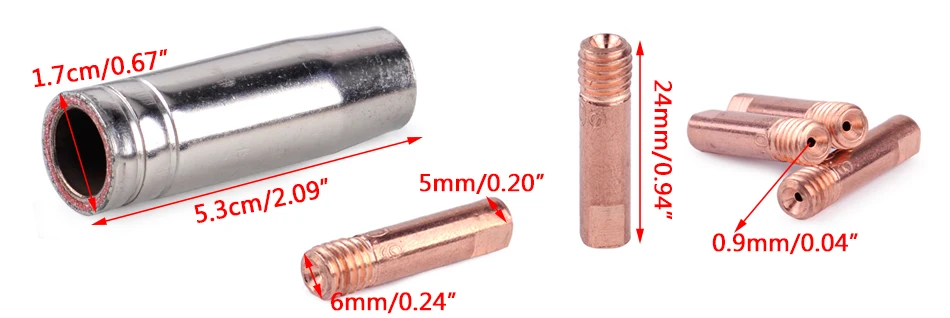 LETAOSK 21 шт. MB-15AK MIG/MAG сварочный фонарь Контактный наконечник 0,9x24 мм газовая Насадка Кожух комплект