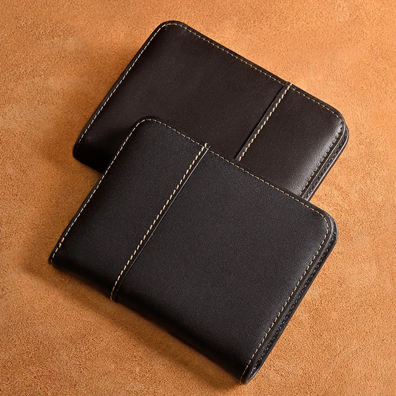 

Difenise Handmade Genuine Leather Man Wallets Summer Fashion Larger Capacity Short Style Wallets Hasp Close for Man Cowhide Bags