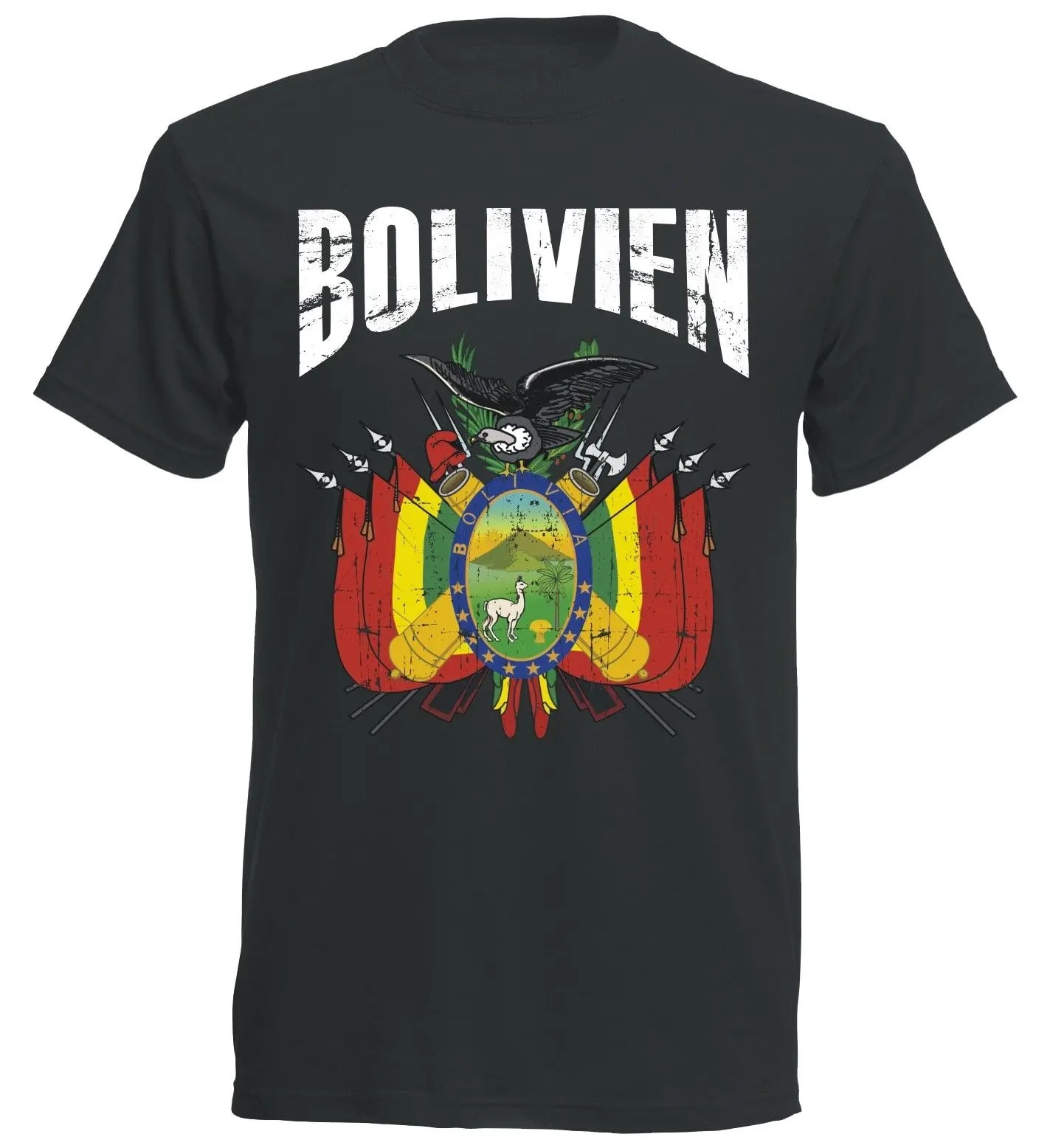 Simple Short-Sleeved Cotton T-Shirt Bolivien T-Shirt  Bolivia Vintage Men's Footballer