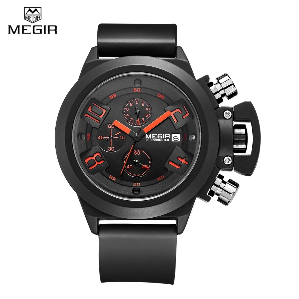 

2018 MEGIR Men Watches Luxury Brand Top CHRONOGRAPH Watches Silicone Black Megir Quartz Clock Men Wrist Watch Man Relojes Hombre