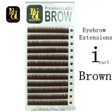 Новое поступление я curl коричневый цвет 12row/лоток Искусственная накладные ресницы из норки Макияж для перманентных бровей