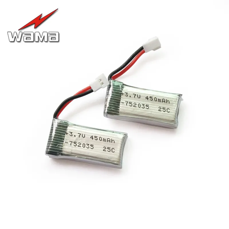 2 шт. литий полимерные аккумуляторные батареи Wama 752035 450 мАч 3 7 в|rechargeable battery|battery