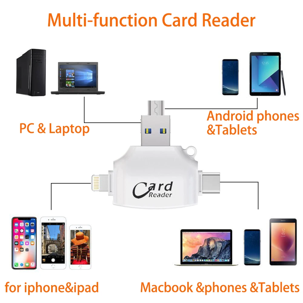 Micro SD TF кард-ридер флэш-карта памяти адаптер для Apple iPhone iPad Android телефон MacBook компьютер